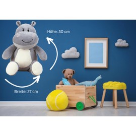 Lifestyle & More Baby Plush Toy Cuddly Toy Hippo Grey/White Made of Super Soft Spandex Plush Height 30 cm