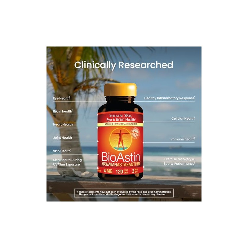 Nutrex Hawaii Bioastin Hawaiian Astaxanthin, 120 Gel Caps Supply, 4Mg