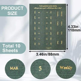 YALOJE 180PCS Monthly Tabs for Planner, 5 Colors Gold Letter Index Tabs, Self Adhesive Planners Calendar Sticker Tab for Office, Scrapbooks, Notebooks - 10 Sheets