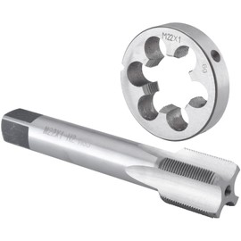 Burkit M22 X 1 Tap and Die Set, M22 x 1.0 Machine Thread Tap and Round Die Right Hand