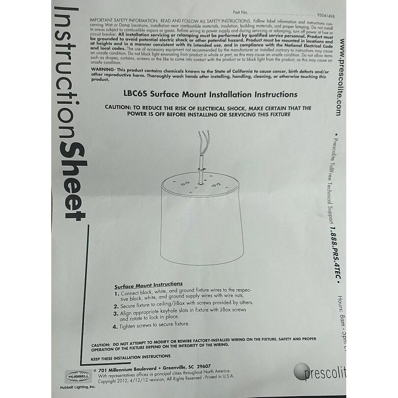 PRESCOLITE LiteBox 6" LED Cylinder LBC6 120V Surface Mount Hanging