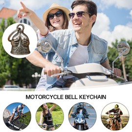 Dexprosy Motorcycle Bell Keychain - Biker Good Luck Charm with Hanger, Metal Accessory for Riding, Car, Men Women Gift (Love You)