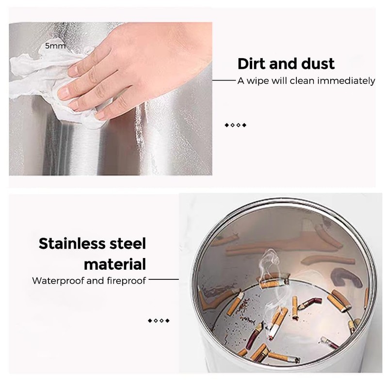 LEASYLIFE 2.6Gallon/10L，Stainless Steel Bathroom Trash Can,Chrome Trash Can,Silver Garbage Can