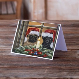 Caroline's Treasures PPP3268GCA7P Pug Christmas Anticipation Greeting Cards and Envelopes Pack of 8 Blank Cards with Envelopes Whimsical A7 Size 5x7 Blank Greeting Cards