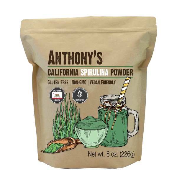 Anthony's California Spirulina Powder, 8 oz, Product of USA, Gluten Free, Non GMO