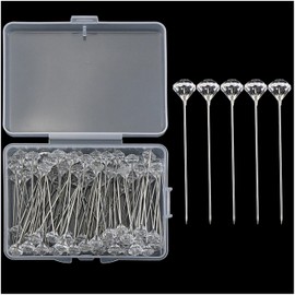ZZHXSM 100PCS 2 Inch Crystal Diamond Bouquet Pins Upholstery Fixing Tool for Wedding Floral Bridal Hair Accessories Jewellery Decoration DIY Crafts Sewing