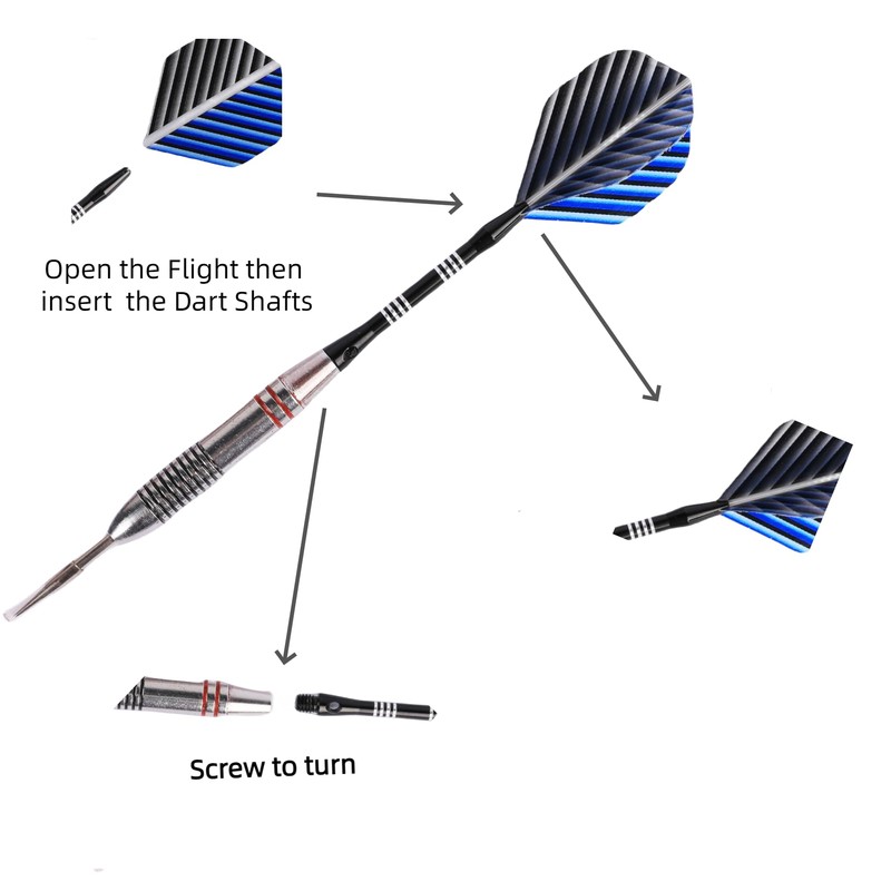 FUZVOL Professional Darts Set Steel Tip-Aluminum Stems Darts Flights with