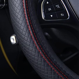 ZKSXOA Auto Lenkradbezug Mikrofaser Leder Lenkradhülle,Lenkradbezug Leder, Heavy Duty Auto Lenkradhülle Lenkrad Abdeckung, Universal Größe 37-38cm, Anti Rutsch, Schwarz