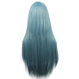 80 cm Women's Wigs Full Wig. Long Straight Wig Oblique Bangs Harajuku Style Daily For Natural, Textured High Temperature Heat Resistant Anime Cosplay Costume -