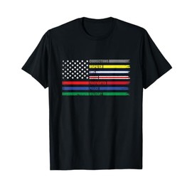 First Responder American Flag EMS POLICE NURSE MILATARY FIRE T-Shirt