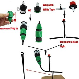 Dotopon 25 m Adjustable Micro Drip Irrigation System with 30 Drip DIY Nozzles for Sprinklers,Irrigator Drippers Hose Kits
