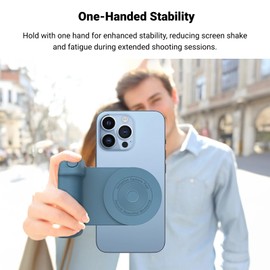 Magnetic Phone Selfie Grip, Cordless Charging Camera Handle Bluetooth Bracket, Portable Clip On Smartphones Remote Control Holder for Vlog Video Photo ()