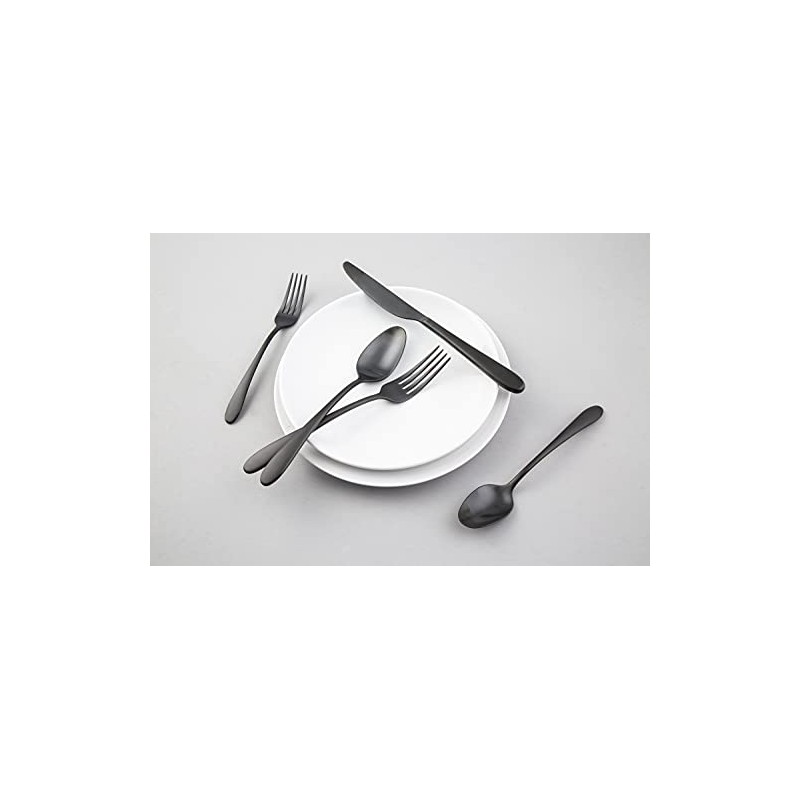 Cambridge Silversmiths Poet Black Satin 20-Piece Flatware Set, Service for