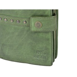 Bear Design Cow Lavato Women's Leather Purse 10 x 15 cm Green