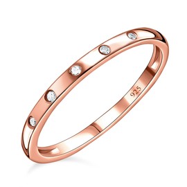 TJC White Diamond Band Ring for Women Size M with Flush Setting in Rose gold Plated 925 Sterling Silver April Birthstone Metal Wt. 1.28 Grams