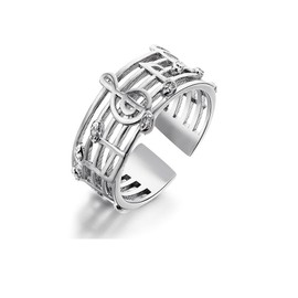 Caiyao Music Note ring for Women Musical Note Adjustable Rings rings Lover Musican Gifts-Silver