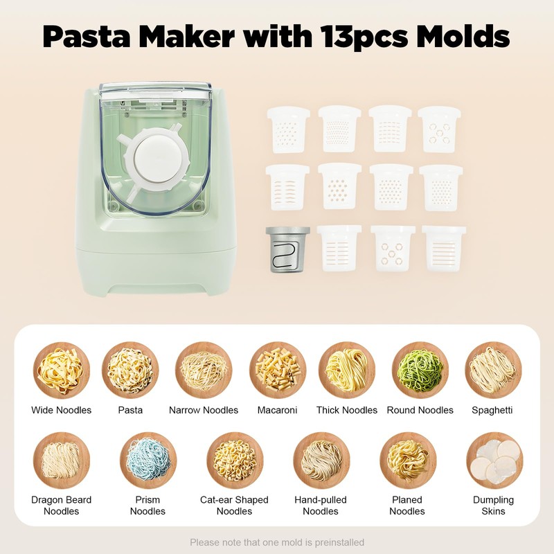 Electric Pasta Maker, 260W Noodle Maker Machine with 13 Molds
