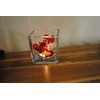 Valentine Double Red Hearts Hand Painted Stained Glass Square Candle