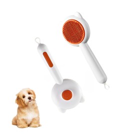 Dog Hair Brush,Self-Cleaning Deshedding Brush for Dogs,Gently Removes Loose Undercoat for Dogs and Cats,Slicker Brush for Pets Self-Cleaning,Ideal for Pet Grooming and Comfort（White）