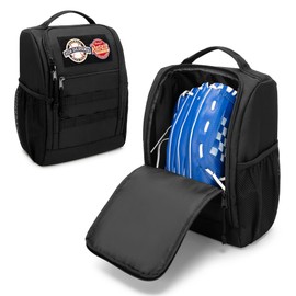 GOBUROS Single Baseball Glove Case, Baseball Glove Holder for Softball & Baseball Glove, Black Baseball Glove Bag with Multiple Storage Pockets