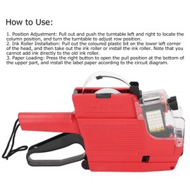 Price Label Gun, 10 Digit 2 Line Price Gun ABS Price Gun for Office, Shop, Grocery Store