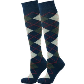 Mysocks Knee High Socks Long Golf Socks Fancy Colorful Argyle Socks for Men Women - 2 Pairs Argyle 0104