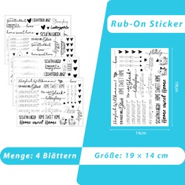 FloraVigo Rub On Sticker Approx. A5 19 x 14 cm Saying Decoration for Birthday, Keraflott, Wedding, Home, Wiping Film for Furniture, Glass, Wood, Photo Album, DIY Decoration, Sticker Aesthetics (4