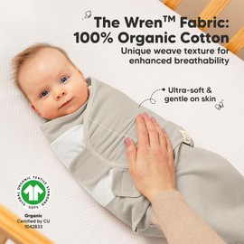 3-Pack Organic Swaddles for Newborns, Baby Sleep Sacks 0-3 Months - Baby Swaddle Wrap, Newborn Wearable Blanket, Infant Sleep Sack for Girls, Boys, Soft & Snug, Large Hook & Loop Closure (Granite)