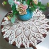 gracebuy 60cm Beige Round HANDMADE Floral Crochet Lace Tablecloths Doilies