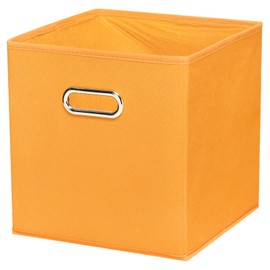 PATIKIL Foldable Storage Cube Bins, Fabric Storage Bins Cube Organizer with Handle for Home Bedroom Shelf Closet Organization, Orange (10"x10"x10")
