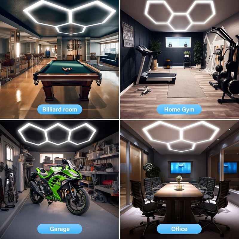 ALLYES KX Hexagon LED Garage Light, Dimmable Hex Shop Lights