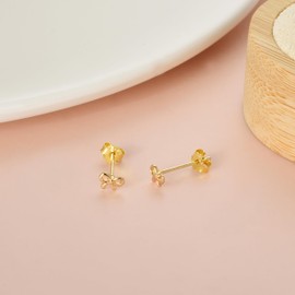Bow Earrings for Women Girls, 925 Sterling Silver Gold Stud Earrings, Small Bows, Jewellery for Women, Silver, No Gemstone