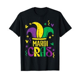 Mardi Gras Jester Hat Outfit Carnival Men Women Kids T-Shirt