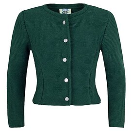 Isar-Trachten Children's Knitted Jacket 47065 Traditional Jacket Traditional Knitted Jacket for Girls Elegant Jacket for Children, fir