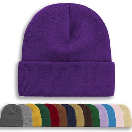 Rosoz Unisex Beanie Winter Knitted Skull Cuffed Soft Warm Hat for Men/Women Slouchy Ski Watch Cap Deep Purple