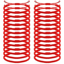 Fumete 48 Pcs Red Bracelets Bulk New Year Bracelet Kabbalah Red String Bracelet for Protection Good Luck Bracelet with Amulet Tibetan Bracelet Adjustable Buddhist Knots Bracelet for Women Men Couples