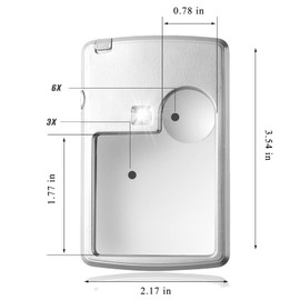 Pocket Magnifier Led Square Credit Card with LED Light Pocket Square Magnifier 3X 6X Lens with Leather Case Magnifying Portable Glasses for Kids Jewelry Science Reading Menu Travel Contracts (2 pcs)