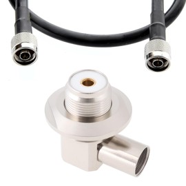 Create idea 2Pcs UHF Female SO239 Right Angle RF Connector with Nut Solder Type 50 Ohm Adapter for LMR400 RG8 RG213 RG214 Coax Cables