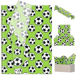 JarThenaAMCS 60 Sheets Soccer Ball Tissue Paper Green Sports Ball Gift Wrapping Paper for DIY Art Crafts Birthday Holiday Party Decor Supplies, 14 x 20 Inch