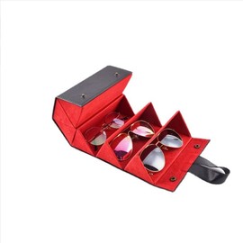 Sxspace Glasses Organiser, Glasses Storage/Presentation, Travel Sunglasses, Glasses Box for Storing 5 Glasses, Portable Glasses Case for Men and Women, black/red