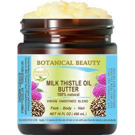Botanical Beauty Mantequilla de aceite de cardo de leche Silybum marianum 100% natural para rostro, piel, cuerpo, cabello, uñas, cuidado de pies. Mantequilla de aceite para pies, hidratante para la