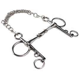 Kadimendium Horse Pelham Bit, Stainless Steel Jointed Mouth Pelham Bit Gnaw Resistant Comfortable Practical with Chain for Horses