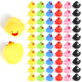 VEYLIN Rubber Ducky, 50pcs Colorful Rubber Duckys Bath Toy for Kids Float and Squeak Mini Yellow Ducks Bathtub Toys for Shower