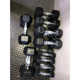 Unbranded New Dumbbells Hex Rubber Coated from 5 to 25 lbs Dumbbell - 25 lbs pair