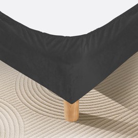DUJUIKE Bed Frame Cover, Bed Curtain, Velvet Elastic Fabric, Full Elastic Band, Bed Skirt Alternative, Decorate And Protect Your Bed Frame. Suitable For Bedroom, Hotel(Black,King Bed Width:200cm)