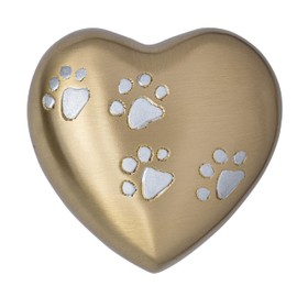 Royal Rapture Urn for ashes Paw Heart Funeral Cremation Memorial Keepsake Pet Dog Cat |Without Stand (Gold 5") RHP03-05