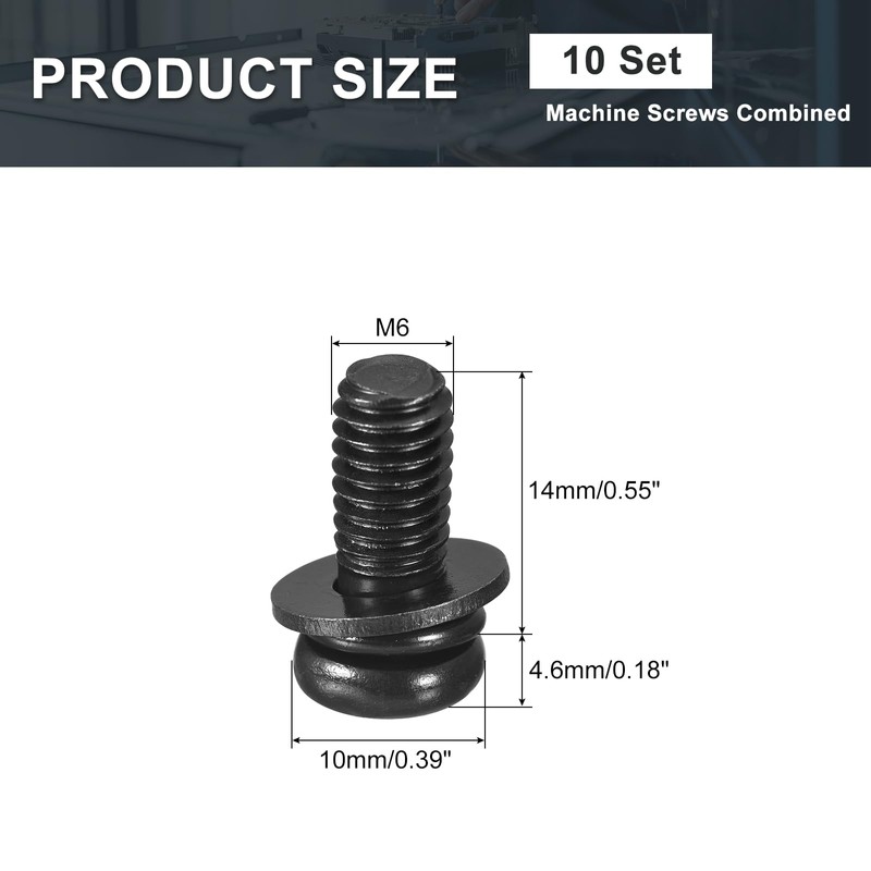 sourcing map M6 x 14mm Carbon Steel Phillips Pan Head