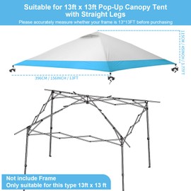 Jorohiker 13x13 Canopy Replacement Top Cover,Single Tier Waterproof Instant Canopy Vented Top，Silver Coated Oxford Pop Up Canopy Replacement Cover for Outdoor Garden Camping(Top Only,396 * 396cm