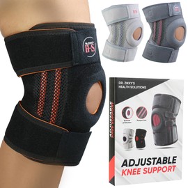Dr. Zikky's Adjustable Knee Brace. Lightweight Compression Support with Dual Side Stabilizers, Patella Gel Ring & Non-Slip Straps for Comfort During Activity or Recovery (Black Orange)