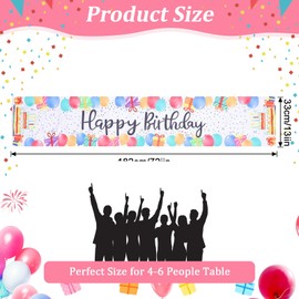 Happy Birthday Table Runner, 72×13In Colorful Birthday TableRunner